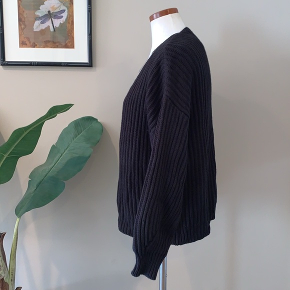 NWT Nordstrom Code x Mode Black Ribbed Cardigan w/ Dolman Sleeve, Various Sizes - Picture 2 of 10